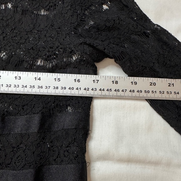 Philosophy Blues Original Women's 3/4 Sleeve Crochet Lace Sheer Top Black Size 8 - Picture 8 of 12
